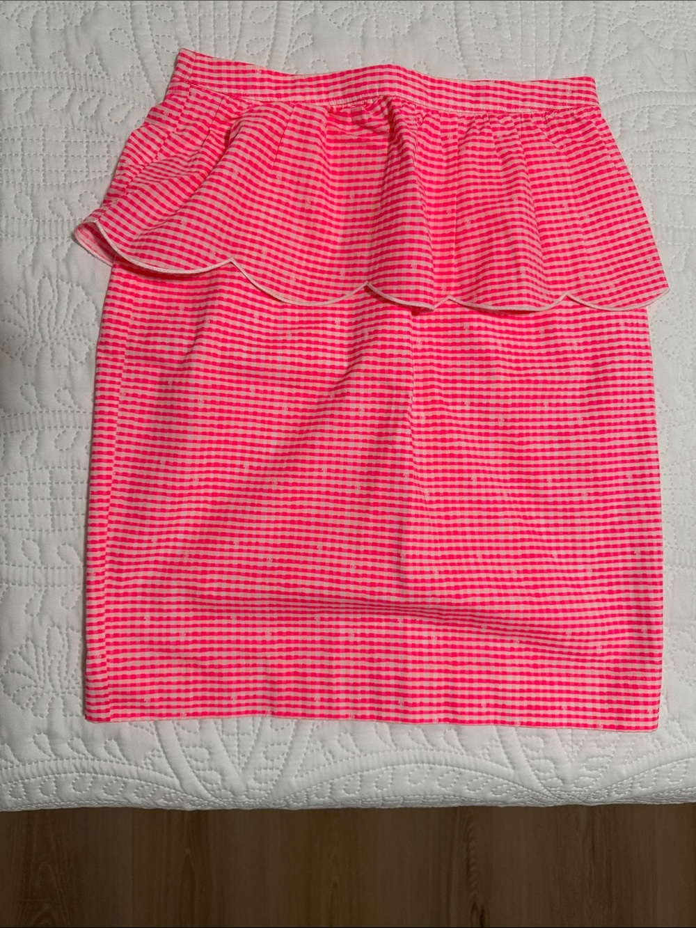 Lilly Pulitzer Hot Pink Gingham Peplum Pencil Skirt